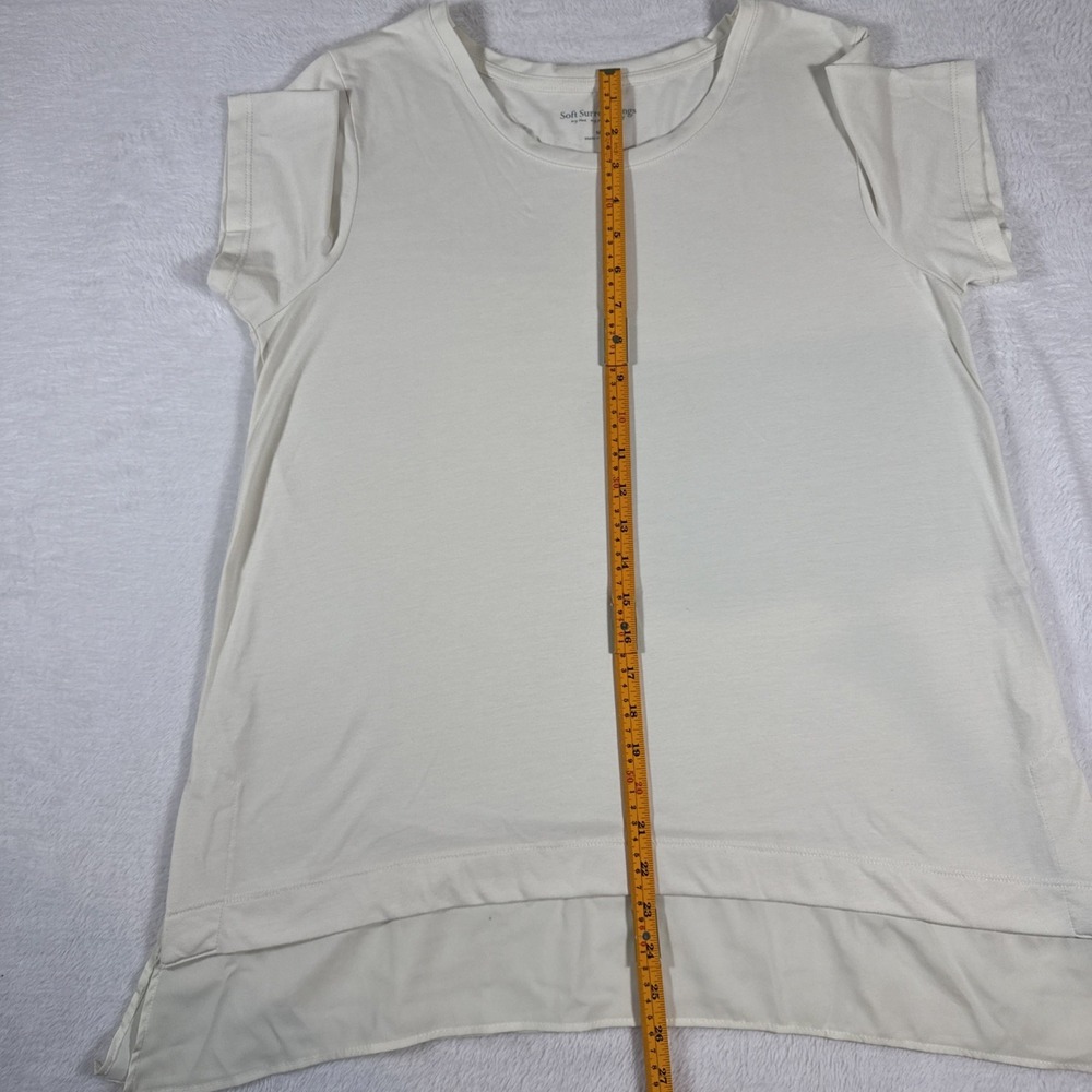 SOFT SURROUNDINGS WOMAN M ivory stretch short sleeve SOFT KNIT TEE Willa - Picture 4 of 10